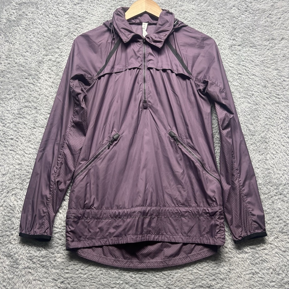 Lululemon Miss Misty Rain Windproof 1/4 Zip Hooded Jacket Womens 4 Purple